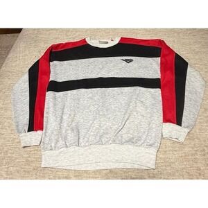 Vintage PONY Colorblock Sweatshirt Gray Red Black Adult M Made in Philippines